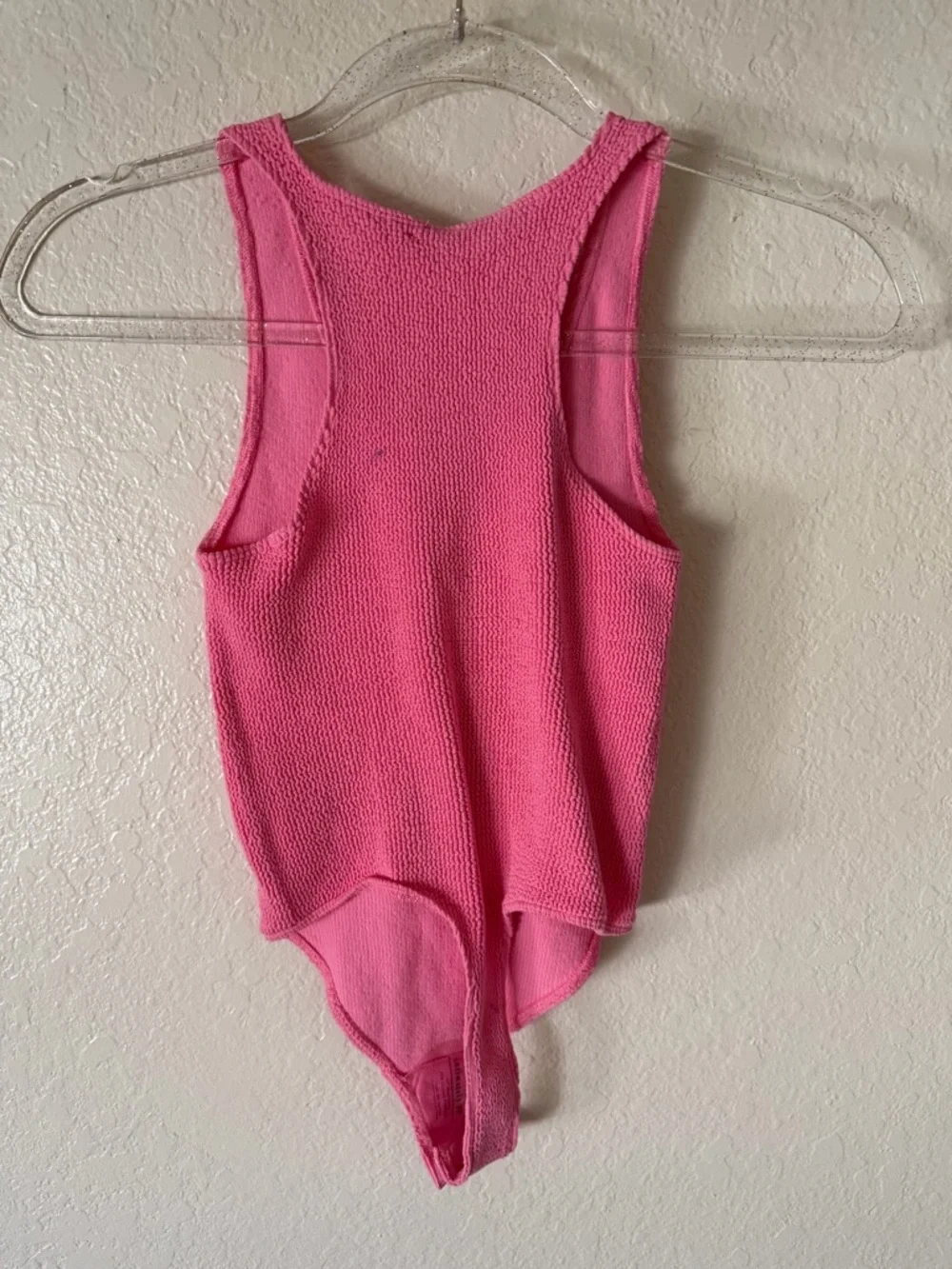 New Free People Hot Pink Textured Sleeveless Bodysuit size M